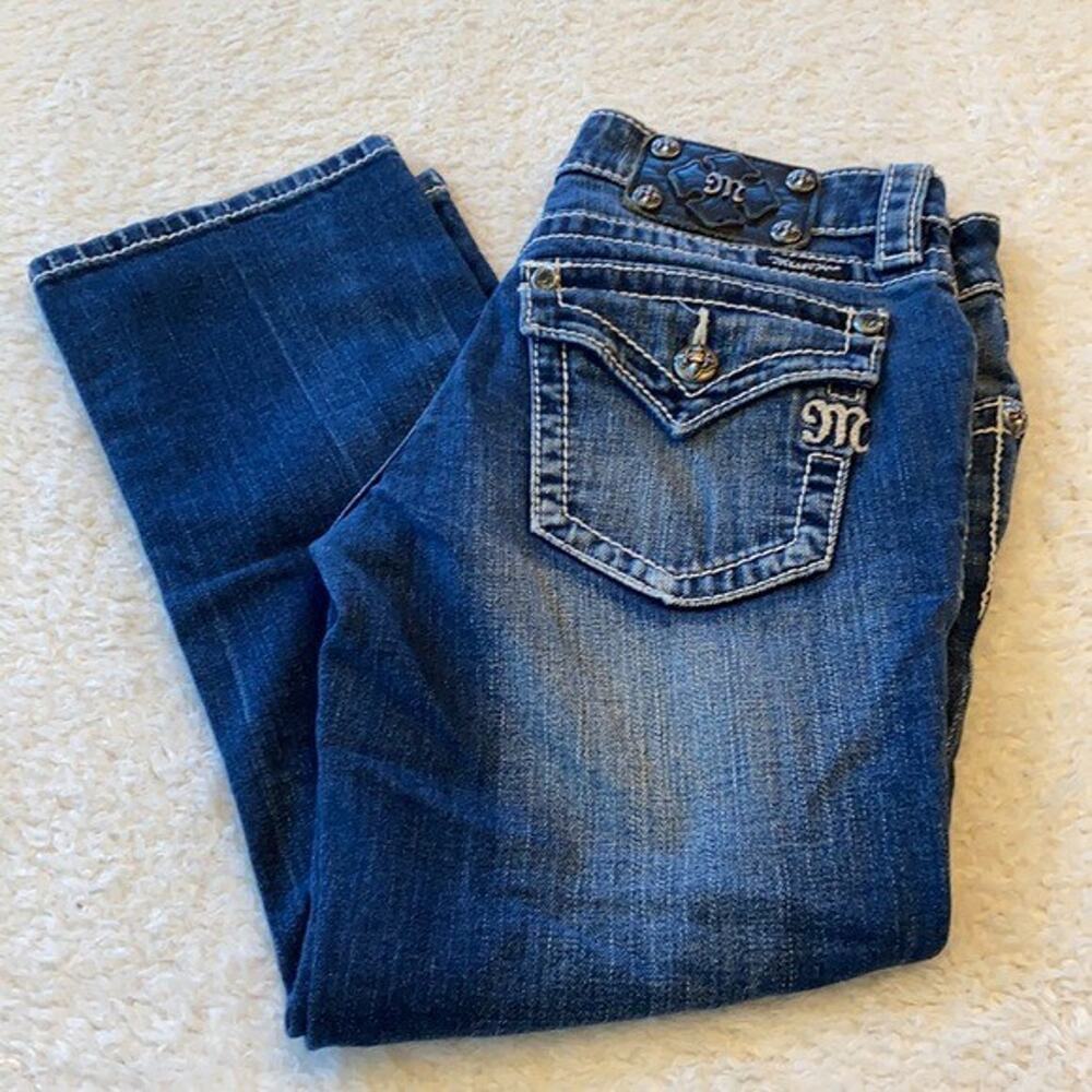Miss Me Jeans Womens 27 Blue Western Cowgirl Cropped Rodeo Western Cowgirl